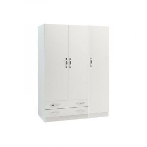 Armoire 3 portes avec tiroirs en Frêne Blanc Cm 135x52xH 210
