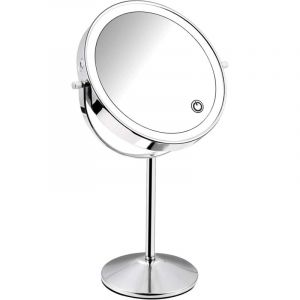 Miroir Maquillage Grossissant 1x7x LED Double Face Rechargeable par USB, Courtoisie Lumineux &agrave; Rotation 360 Degr&eacute;s avec Luminosit&eacute; de L'&eacute;cran Tactile
