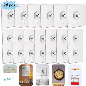 Dolaso - Lot de 20 Adhesif Accroche Tableau Sans Percer, Attache Cadre Adhésif Crochets pour Accroche Cadres Photo, Art Mural, Décoratives, Sans Trou