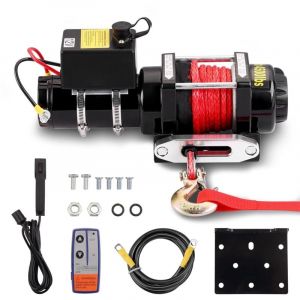 Teeno - Treuil électrique Traction Jusqu'à 4500 lb / 2041 kg 12V, Treuil de Corde Synthétique sans Fil télécommandé, Corde de Traction en Nylon