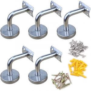 Support de Main Courante, 5PCS Acier Inoxydable Supports de Rampe Main Courante Supports Muraux, Utilis&eacute; pour le Support d'escalier de Main Courante