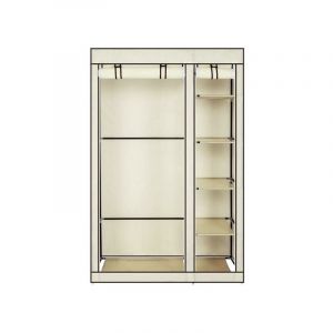 Armoire Chambre Armoire de Rangement Dressing Chambre Penderie Tissu Garde Robe Portable pour Chambre D'adulte Beige 5 Couches 6 Cubes 110 x 45 x 175