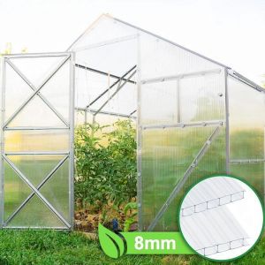 Wolketon 10x Plaques de Polycarbonate Creux 8mm 121x60,5cm d&eacute;coupe 7,3m&sup2; r&eacute;sistant UV Double paroi Serre Jardin Plaque