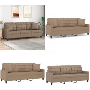 Vidaxl - Canapé 3 places avec oreillers cappuccino 180 cm similicuir - Canapé Trois Places - Canapé Modulaire - Canapé Capitonné - Canapé Tissu
