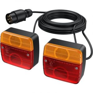 Lot de 2 Feu Remorque Arriere Kit de Montage de Feu Arri&egrave;re de Remorque Connecteur Europ&eacute;en avec C&acirc;ble Long 7,5 m et Connecteur 7 Broches E-mark pour