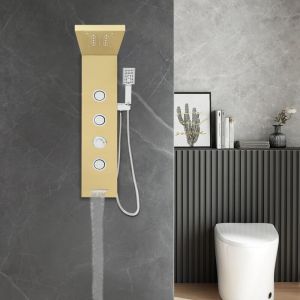 Colonne de douche pour salle de bain, ensemble panneau de douche avec &eacute;clairage LED, douche murale pour tout le corps, pomme de douche &agrave; main et bec
