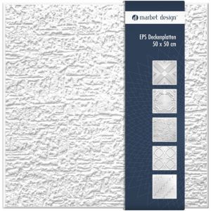 Marbet Design dalles plafond polystyr&egrave;ne EPS blanc 30 d&eacute;cors diff&eacute;rents 50x50cm paquet &eacute;conomique: Putz, 2 m&sup2; / 8 panneaux