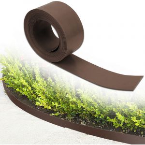 Randaco 2500 x 14 x 0.2cm Bordure de jardin en PE Bordurette de jardin flexible DIY Bordure de pelouse 2mm pav&eacute; marron