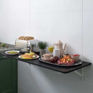 Sifree - Petite Table Rabattable, Table Murale Rabattable, Table de balcon, Table de Bureau à Domicile, Table Suspendue Compacte, Gain de Place - Noir