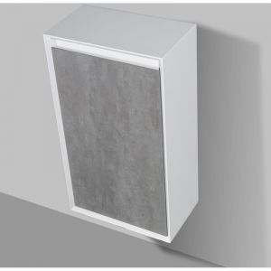 Bernstein - Meuble Colonne Design salle de bain, Armoire &agrave; gauche murale &eacute;tag&egrave;res - 50x28,8x88cm - fiona Aspect b&eacute;ton, Avec colonne lat&eacute;rale &agrave; gauche