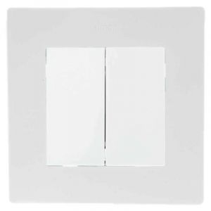Interrupteur double va-et-vient 10A griffes connexion rapide blanc + plaque 1 poste s rie 24 Harmonie Simon