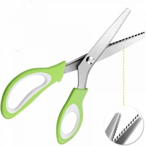 Ciseaux &agrave; denteler Ciseaux Cranteurs de Couture pour Tissu Qualit&eacute; Professionnelle 24cm- Verts