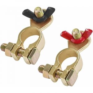 12V/24V Cosse Batterie Cosse de Batterie Bornes de Batterie Connecteurs de Batterie Voiture Bateau avec &eacute;crou &agrave; Oreilles Rouge et Noir 2pcs