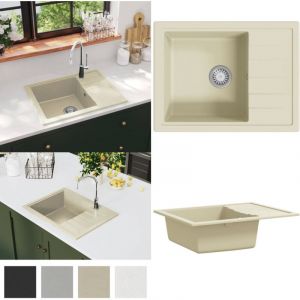 Vidaxl - vier de cuisine avec trou de trop-plein ovale Beige Granit - évier de cuisine - éviers de cuisine - Home & Living - Beige