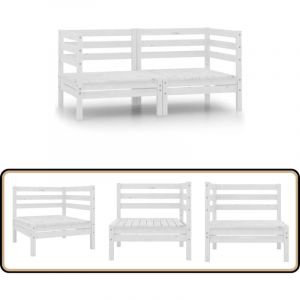 Canapés d'angle de jardin 2 pcs blanc bois de pin massif - Canape D'angle - Mobilier De Jardin - Salon De Jardin - Chaise Longue - Meubles En Bois