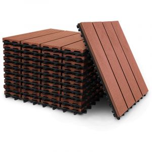 Caillebotis dalles terrasse 44 mbo&icirc;tables installation tr&egrave;s simple petits carreaux composite plastique imitation bois Marron - Swanew