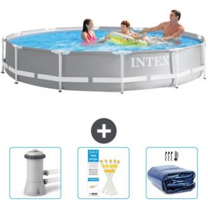 Intex - Piscine ronde prisme frame 366 x 76 cm - Grise - Incluse Accessoire CB74