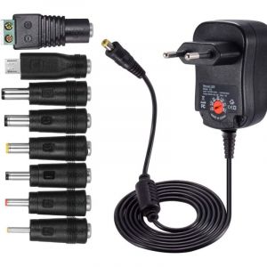 12W Universel AC DC Adaptateur d'alimentation 3V 4,5V 5V 6V 7,5V 9V et 12 V avec 8 Connecteurs d'adaptateur S&eacute;lectionnables, 1000 mA Max, 115cm C&acirc;ble