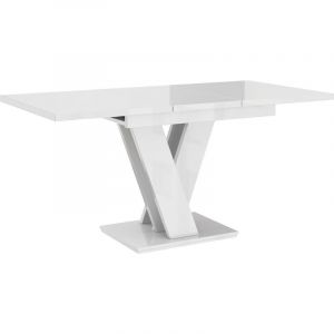 Dusine - table a manger extensible massi - blanc laque 120 - 160 cm