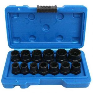 Lot de 13 douilles torsad&eacute;es, extracteur de boulons endommag&eacute;s de 0,95 cm, ensemble de douilles d'extraction d'&eacute;crous pour le retrait des &eacute;crous de