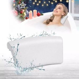 Oreiller de Bain, Imperm&eacute;able Coussin Baignoire PU, Coussins de Bain, Oreiller de Bain avec Ventouses, Oreiller de Baignoire Ergonomique, Facile &agrave;