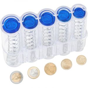 (Transparent) Monnayeur pi&egrave;ces euro,Porte Monnaie Euro en Plastique Durable avec Distributeur de Pi&egrave;ces Automatique monnayeur serveur, Chauffeurs de