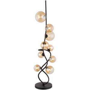 Lampadaire lampadaire lampe de salon boule de verre noir 9 flammes ambre h 122 cm