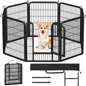 Yaheetech Parc pour Chiens 8 Panneaux Cage Chenils chien Enclos en m&eacute;tal 80 cm de Hauteur Cl&ocirc;ture pour Chiot Rongeur Lapin Barriere chien avec sac de