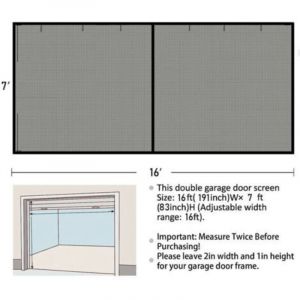 Moustiquaire de porte de garage 4,9 x 2,1 m &ndash; Toile en fibre de verre r&eacute;sistante &ndash; R&eacute;sistante aux d&eacute;chirures et au feu &ndash; Installation facile