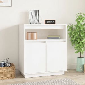 Prolenta Premium - Buffet - Armoire de rangement Enfilade Blanc 70x34x80 cm Bois massif de pin BV903203 - BonneVie