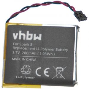 Vhbw - Batterie compatible avec TomTom Spark 1, 3 smartwatch montre connectée bracelet fitness (280mAh, 3,7V, Li-polymère)