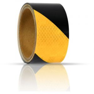 Ruban adh&eacute;sif r&eacute;fl&eacute;chissant de s&eacute;curit&eacute; 5cmx3m bande r&eacute;fl&eacute;chissante autoadh&eacute;sive rouleau autoadh&eacute;sif r&eacute;tror&eacute;fl&eacute;chissant catadioptre Noir Jaune