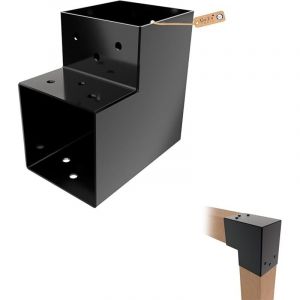 GeZu Impex Connecteur de Poteau en L 71x71 mm Rev&ecirc;tement Poudre Noir Pergola Forme en L Connecteur de Poteau Carr&eacute; Support d&rsquo;Angle Pavillon Pergola