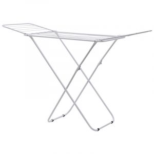Aiducho - tendoir à Linge, Étendoir à Linge Pliable Avec Tiges, Sèche-Linge Sur Pied, Intérieur/Extérieur, Literie Et Vêtements, Blanc