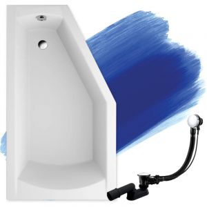 Baignoire Bain d'angle 160x90 Gauche, Siphon de bain et pieds (support) - Set 3en1 - Fabriqué en ue Badland selena