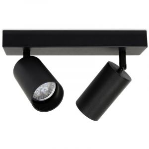 Tolletour - Spot de plafond pivotante tournante GU10 métal lustre plafond Plafonnier led noir Lampe à 2 flammes