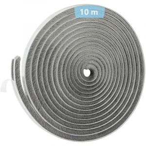 Joint Brosse Porte, 10 m(l) x 9 mm(B) x 9 mm(D), Gris, Joint Fenetrepour Lsolation Phonique Porte, Joint Brosse Adhesif, Joint Brosse Porte