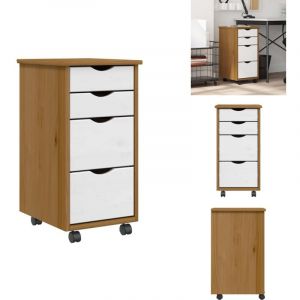 Armoire roulante avec tiroirs moss bois de pin marron miel - Armoire Roulante - Armoires Roulantes - Commode - Classeur