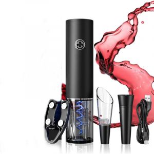 Tire Bouchon Electrique Rechargeable, Ouvre Bouteille Electrique 5 en 1 Coffret Tire Bouchon avec Coupe-Capsule Verseur de Vin et Bouchon &agrave; Vin Sous