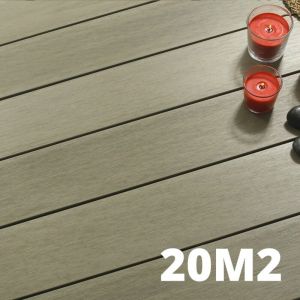 Kit Terrasse Composite NAVIA 20m&sup2; - gris clair - 61 lames de terrasse (220 x 14.5 x 2.2 cm) - Fixation par Clips - Terrasse Livraison Rapide