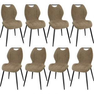 Chaises de Salle à Manger Lot de 8, Chaises de Cuisine Chaise de Salon Chaise Rembourrée avec Pieds en Métal, Marron - Lewe