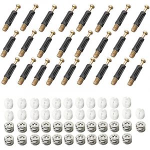 Ferrure D'assemblage 25 Pi&egrave;ces Raccords de Came Connexion 3 en 1 Connecteur de Meuble Raccord Came Connecteur de Meuble Excentrique Raccord pour