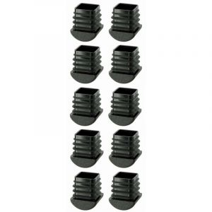 10x Embout de tube rentrant carr&eacute; extr&eacute;mit&eacute; arrondie 30x30mm noir plastique chaise meuble cache pied