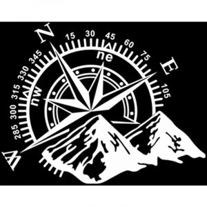 Sticker Boussole Montagne, Vinyle Imperméable Carrosserie Fenêtre Capot Autocollant Voiture Autocollants pour Voiture Véhicule Réfléchissant