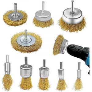 ALOVEZ Lot de 9 Brosse Metallique pour Perceuse, Brosse Laiton pour Perceuse Queue de 6 mm, Brosses Meuleuse, Visseuse Perceuse &agrave; Nettoyer Bois en
