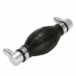 Poire Pompe d'Amor&ccedil;age Universelle pour Syst&egrave;me d&rsquo;Alimentation Gasoil ou Essence Coud&eacute;e des Deux Cot&eacute;s &agrave; 90&deg; - Sortie de 8mm avec Clapet Anti Retour