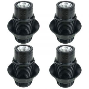 Noir Support D'ampoule E14, 4 Pi&egrave;ces Douille E14, Ampoule &agrave; Douille E14, Douille D'ampoule Solide, Adaptateur Noir Socket