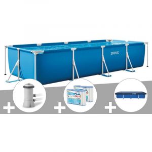 Intex - Kit piscine tubulaire rectangulaire 4,50 x 2,20 x 0,84 m + Filtration à cartouche + 6 cartouches de filtration + Bâche de protection