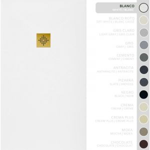 SOULBATH Receveur de Douche -R&eacute;sine -Gel Coat -Texture Lisse/Pierre -Antid&eacute;rapant -Couleur Blanc - 170x80- Extra plat 3cm. Bonde de Vidage incluse