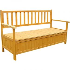 Banc de jardin Banc de parc Banc d'appoint Banc de coffre en bois comprenant un grand compartiment de rangement, 145 x 61 x 85 cm - Melko